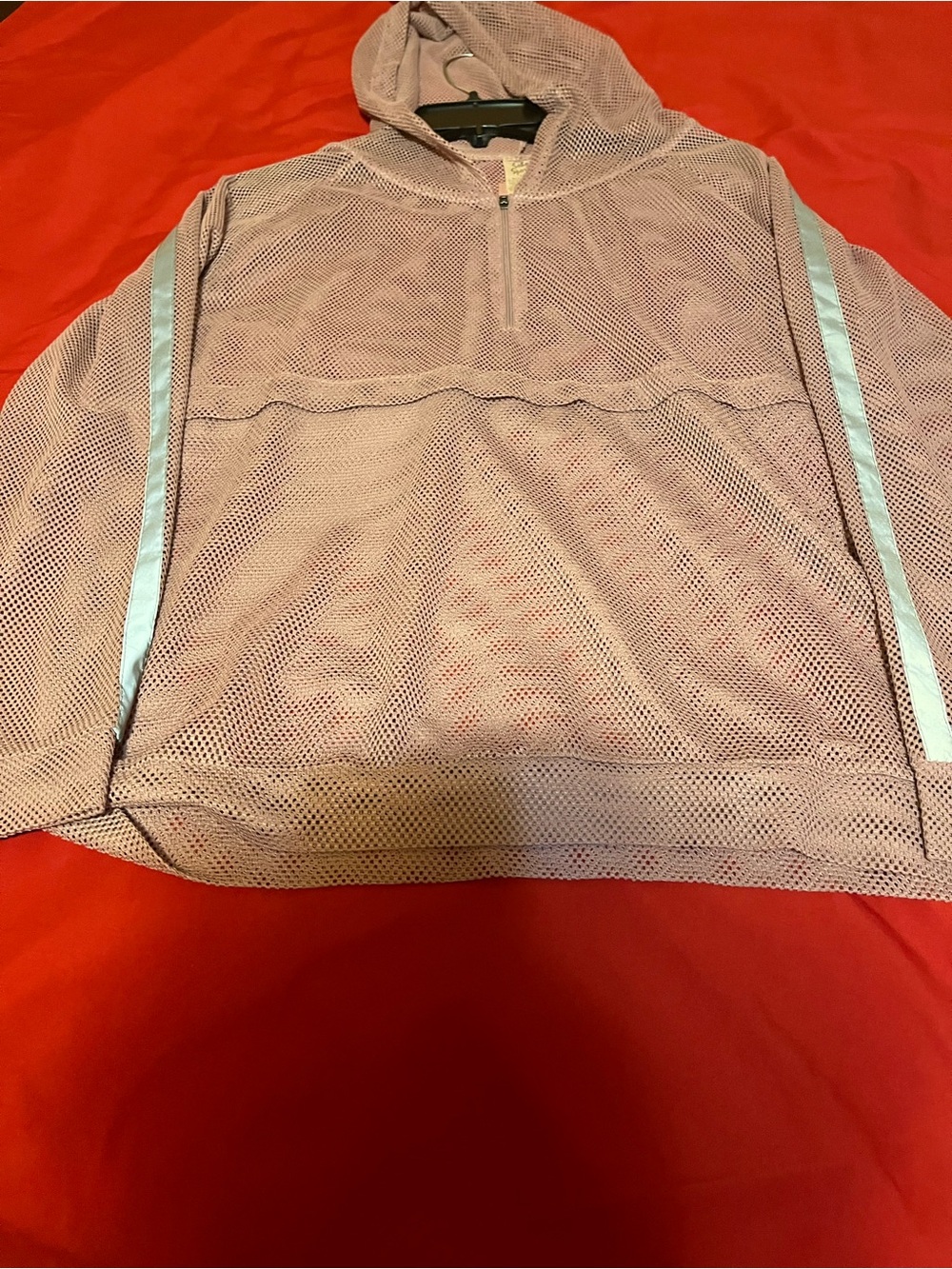 Soho Sport Dusty Pink Mesh Hooded Top with Subtle Shine